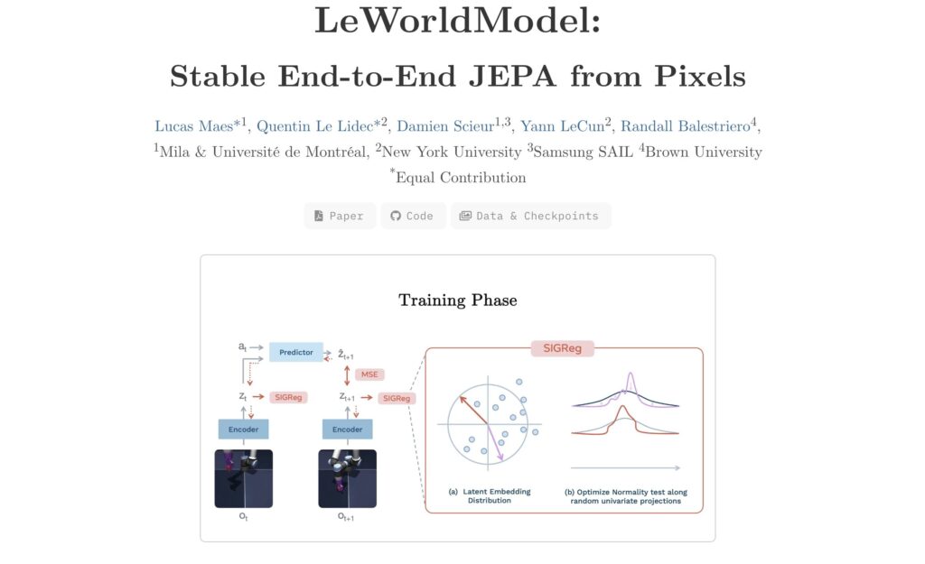 LeWorldModel a son propre site. LeWorldModel a son propre site.