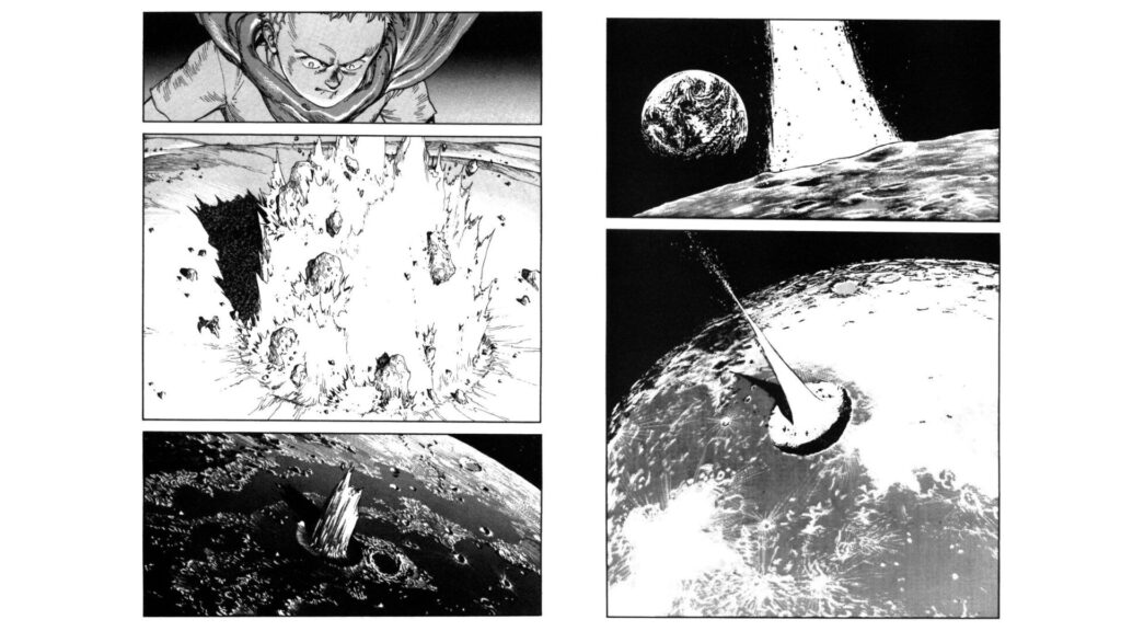 La Lune détruite par Tetsuo dans Akira. // Source : Glénat La Lune détruite par Tetsuo dans Akira. // Source : Glénat