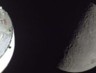 Artémis II avec une vue imprenable sur la Lune. // Source : Flickr/Nasa Johnson (image recadrée)