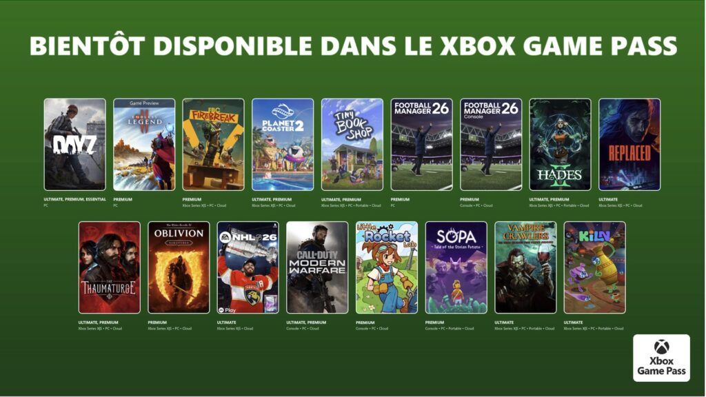 Xbox Game Pass en avril 2026 // Source : Microsoft Xbox Game Pass en avril 2026 // Source : Microsoft