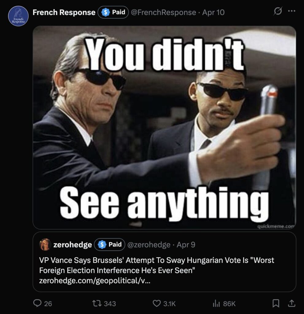 Source : X, French Response