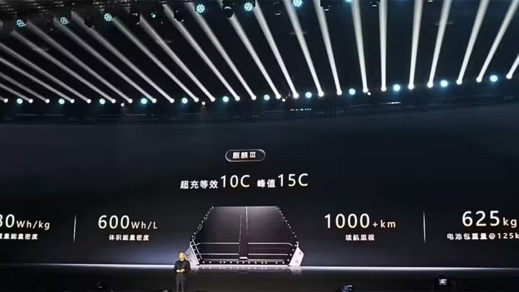 CATL a dévoilé une batterie capable d'atteindre 1 500 km d'autonomie. // Source : CnEVPost CATL a dévoilé une batterie capable d'atteindre 1 500 km d'autonomie. // Source : CnEVPost