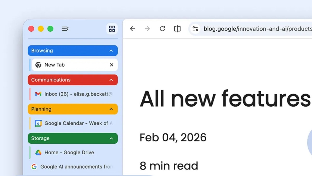 Google Chrome onglets verticaux. // Source : Google Google Chrome onglets verticaux. // Source : Google