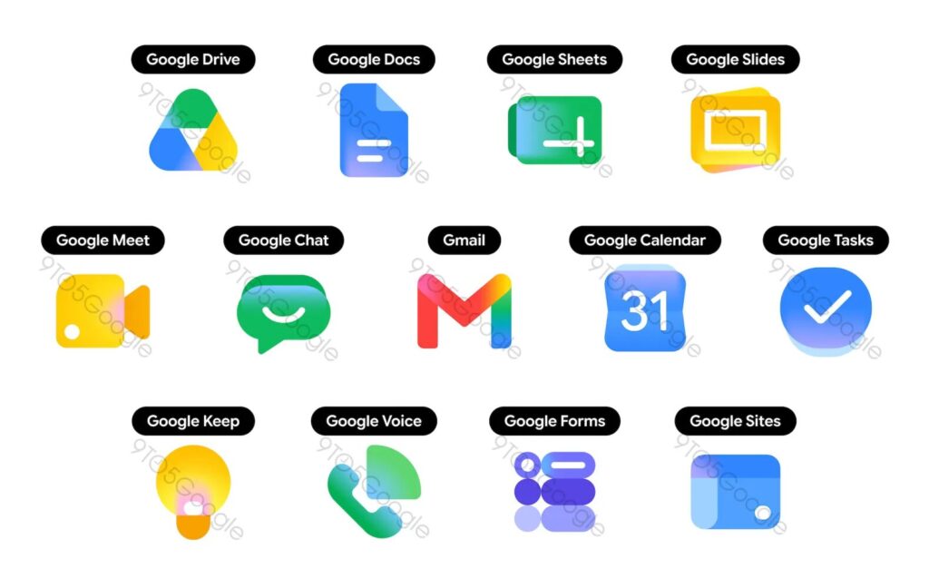 Les futures icônes des applications Google.