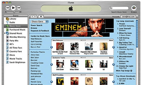 L'iTunes Music Store en 2003. L'iTunes Music Store en 2003.