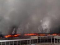 Incendie dans un bâtiment du siège BYD // Source : Capture vidéo sur Weibo