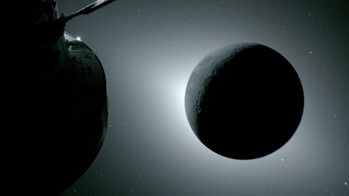Photo prise avec une GoPro lors de la mission Artemis II. // Source : Nasa Photo prise avec une GoPro lors de la mission Artemis II. // Source : Nasa