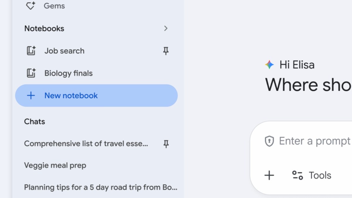 Les carnets dans Google Gemini. // Source : Google Les carnets dans Google Gemini. // Source : Google