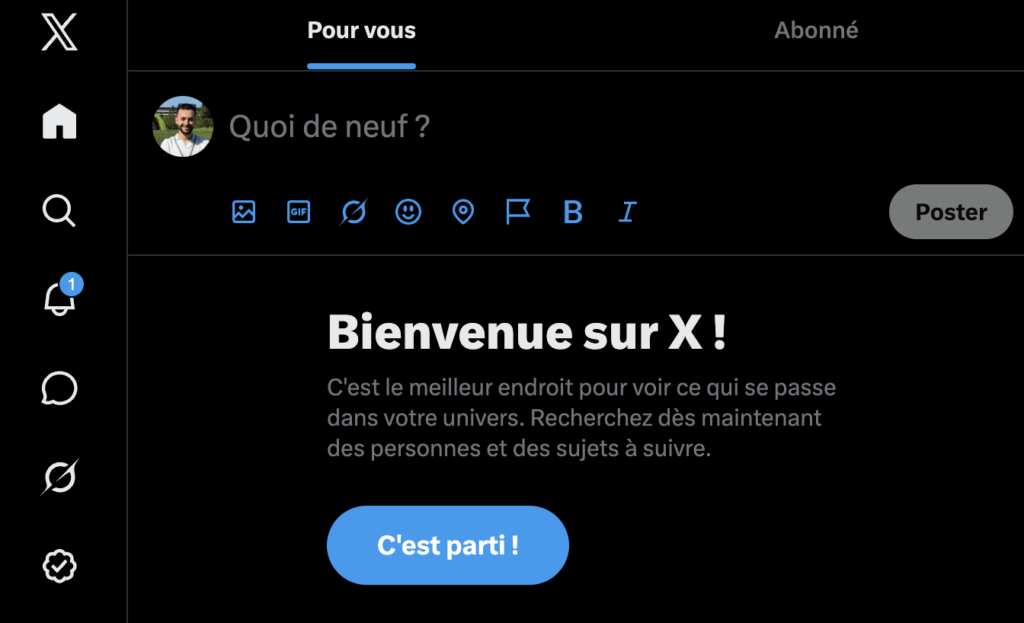 La page d'accueil de X le 2 avril 2026. La page d'accueil de X le 2 avril 2026.