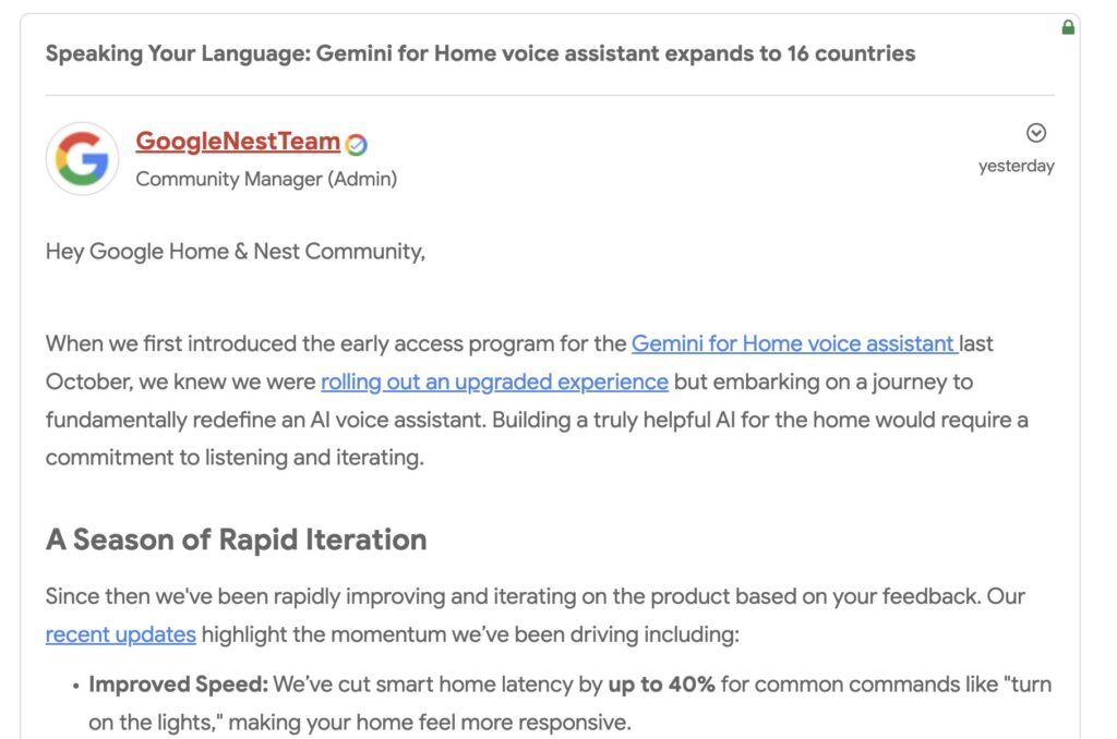 Le billet de blog de Google.