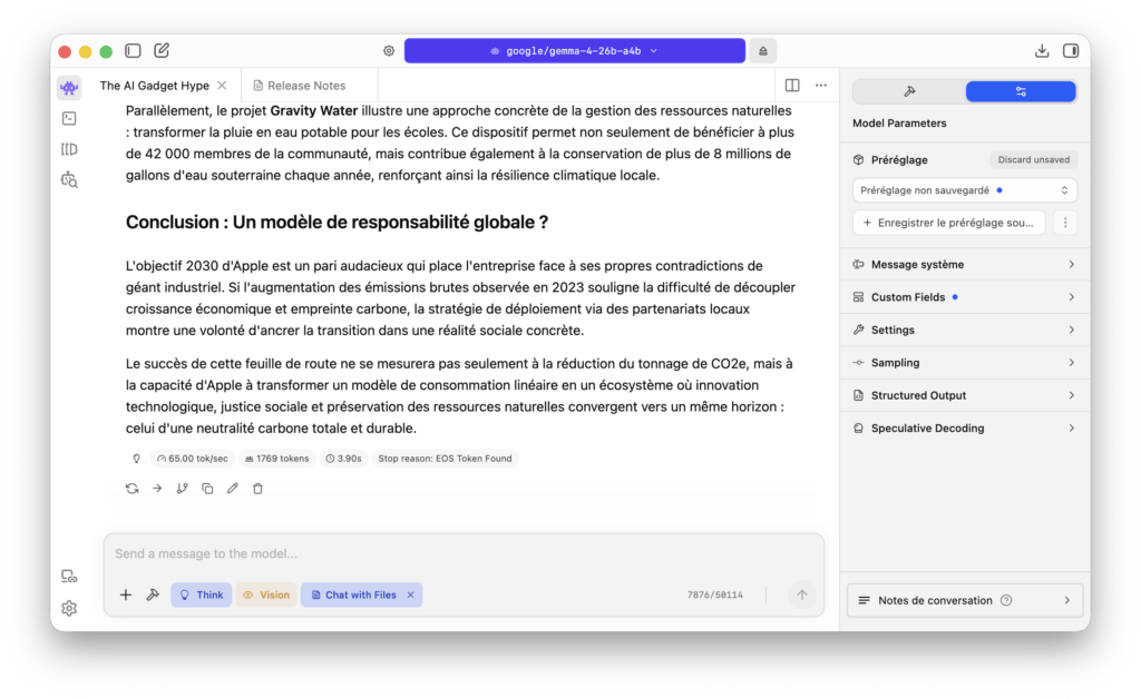 LM Studio sur un MacBook Pro M5 Pro.