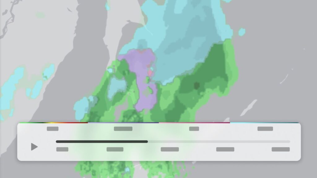 Les cartes météo deviennent plus lisibles. // Source : Tesla Les cartes météo deviennent plus lisibles. // Source : Tesla