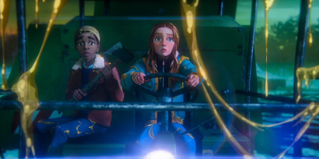 Stranger Things: Tales From '85 (L to R) Elisha Williams as Lucas and Jolie Hoang-Rappaport as Max in Stranger Things: Tales From '85. Cr. COURTESY OF NETFLIX © 2026 Stranger Things: Tales From '85 (L to R) Elisha Williams as Lucas and Jolie Hoang-Rappaport as Max in Stranger Things: Tales From '85. Cr. COURTESY OF NETFLIX © 2026