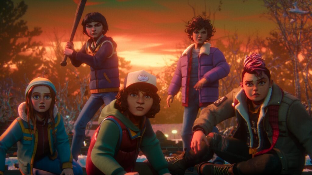 Stranger Things: Tales From '85. (L to R) Jolie Hoang-Rappaport as Max, Luca Diaz as Mike, Braxton Quinney as Dustin, Brooklyn Davey Norstedt as Eleven and Odessa A'zion as Nikki in Stranger Things: Tales From '85. Cr. COURTESY OF NETFLIX © 2026 Stranger Things: Tales From '85. (L to R) Jolie Hoang-Rappaport as Max, Luca Diaz as Mike, Braxton Quinney as Dustin, Brooklyn Davey Norstedt as Eleven and Odessa A'zion as Nikki in Stranger Things: Tales From '85. Cr. COURTESY OF NETFLIX © 2026