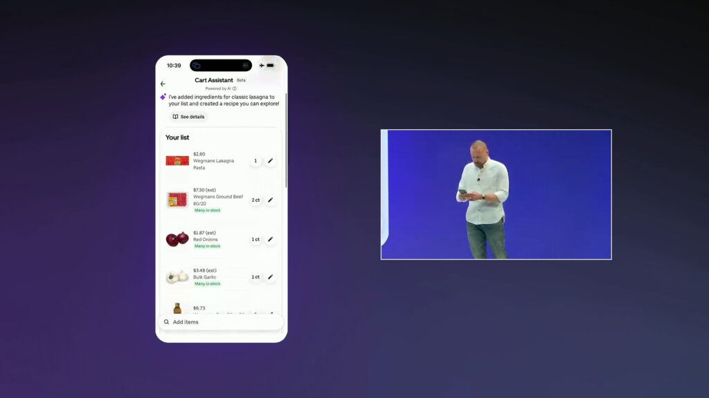 Une liste de courses générée par Uber AI. Une liste de courses générée par Uber AI.