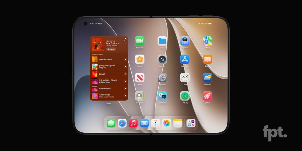 L'iPhone Fold déplié selon les rendus de Jon Prosser. L'iPhone Fold déplié selon les rendus de Jon Prosser.