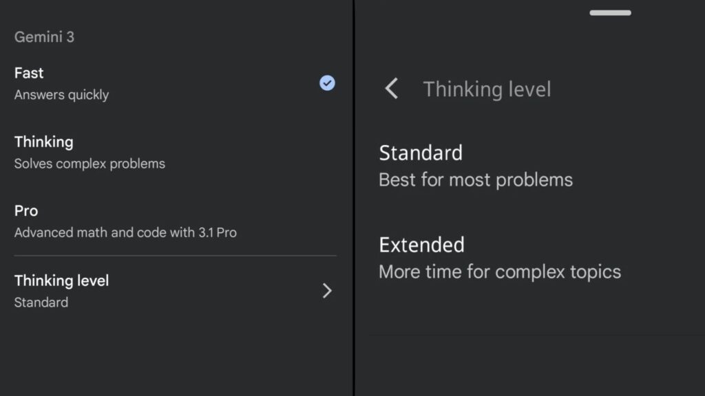 Ce mode proposerait un choix entre « Standard » et « Extended ». // Source : @ai_for_success sur X