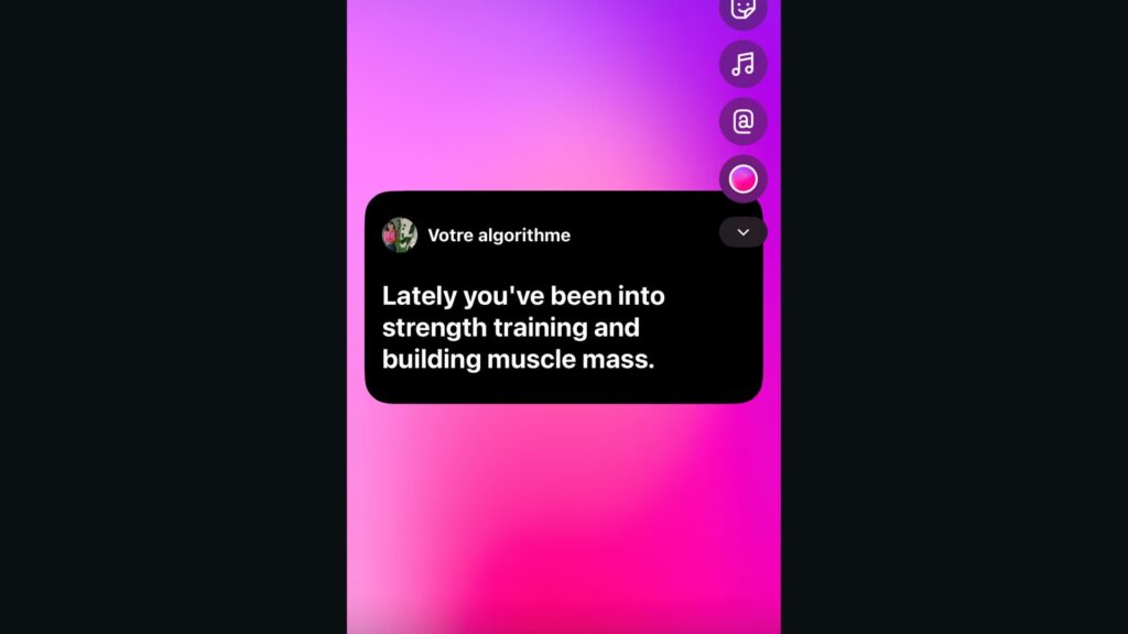  Il est aussi possible, si vous le souhaitez, de partager votre algorithme en story. // Source : Capture d'écran Numerama