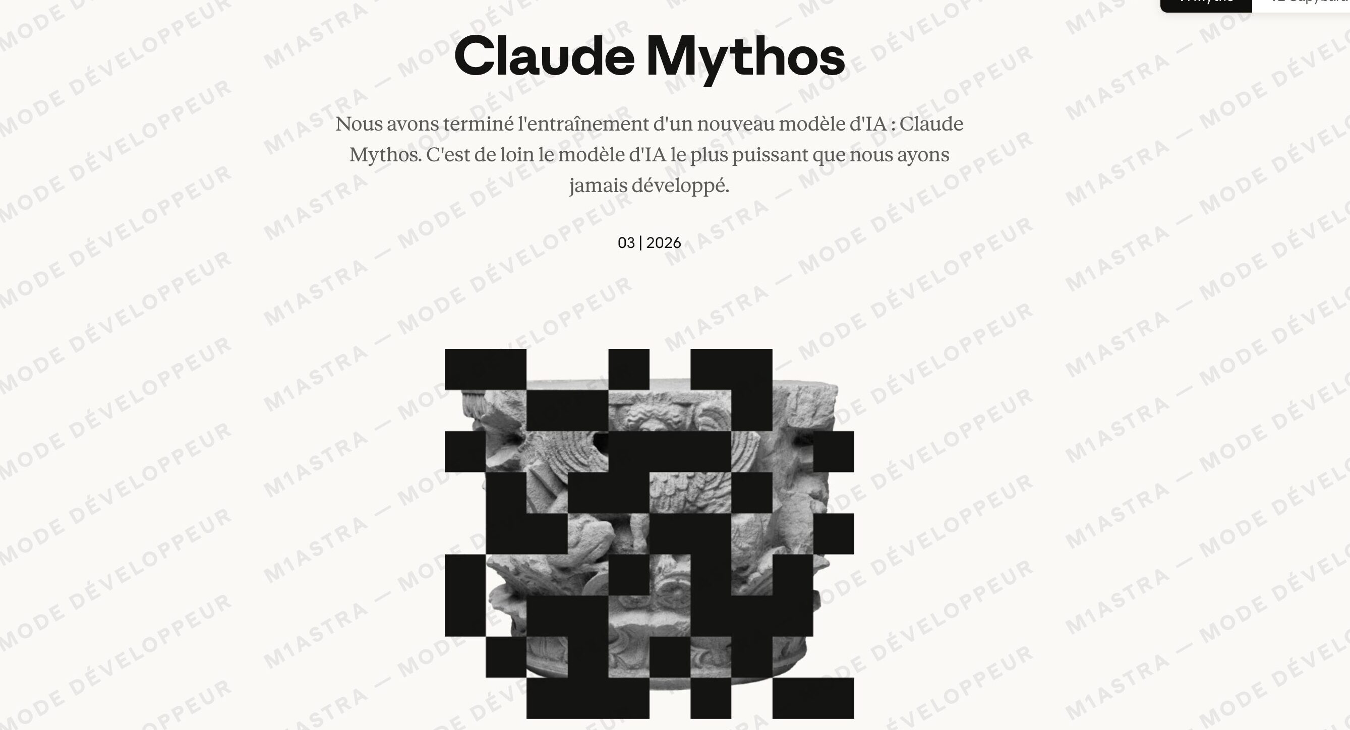 Fuite du billet de blog annonçant la sortie de Claude Mythos // Source : Capture d'écran Numerama Fuite du billet de blog annonçant la sortie de Claude Mythos // Source : Capture d'écran Numerama