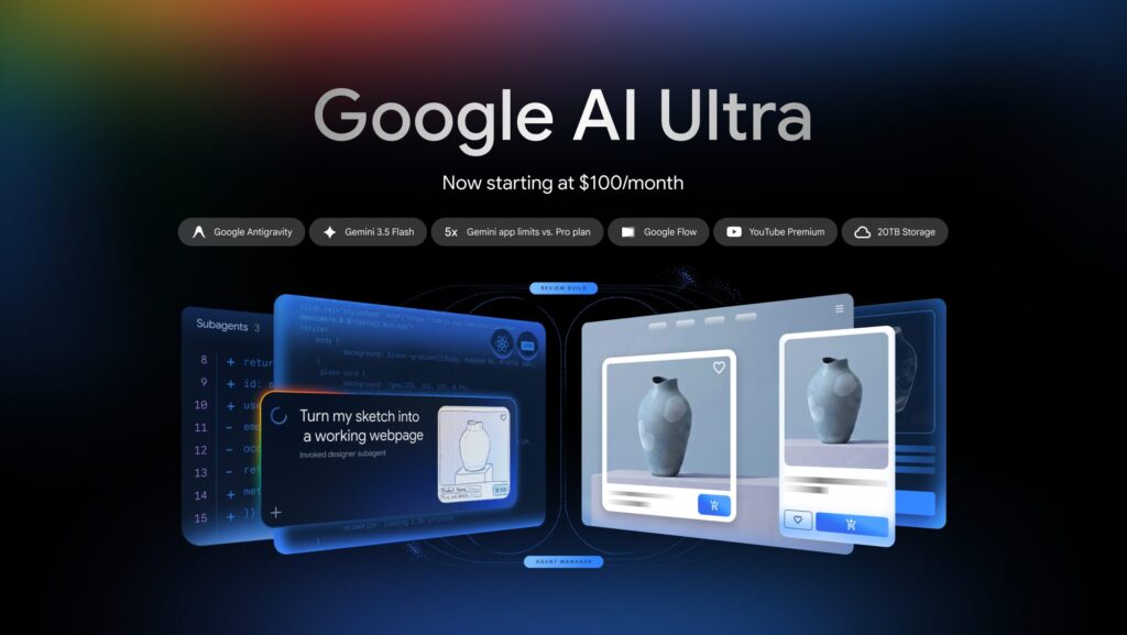 Google AI Ultra à 100 dollars par mois // Source : Google