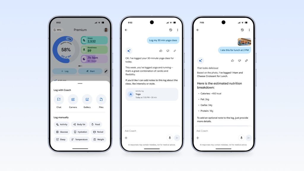Le Google Health Coach est un chatbot avec une interface dédiée au sport.