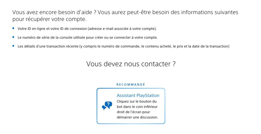 Le service client de PlayStation mène à cette page. Problème : le chatbot n'est pas joignable et le numéro de téléphone n'apparaît pas. Le service client de PlayStation mène à cette page. Problème : le chatbot n'est pas joignable et le numéro de téléphone n'apparaît pas.