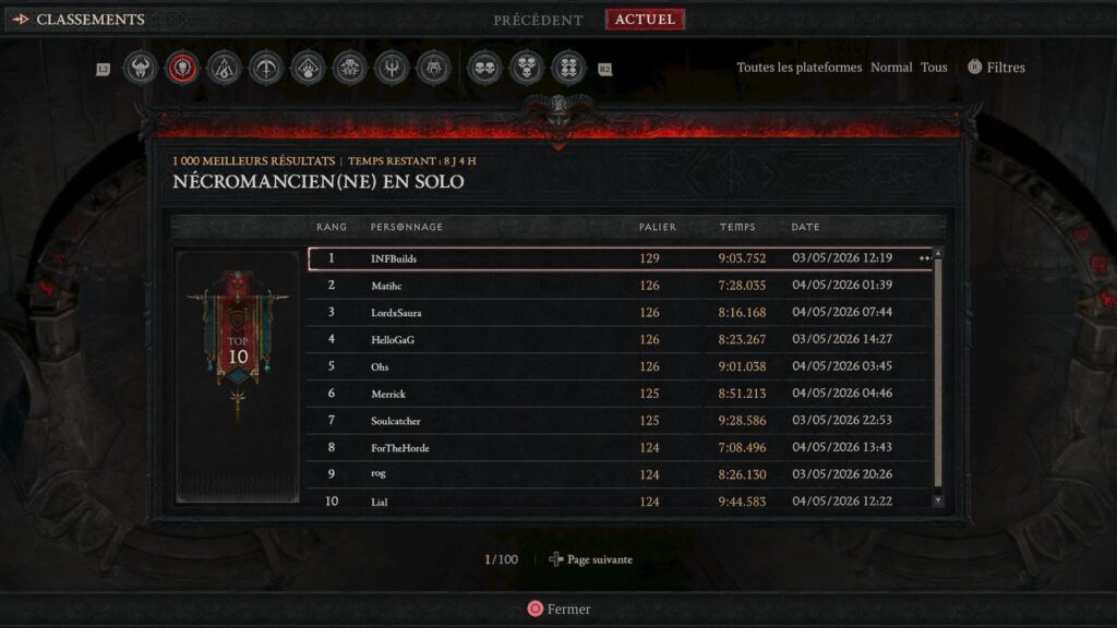Les classements dans Diablo 4 // Source : Capture PS5 Les classements dans Diablo 4 // Source : Capture PS5