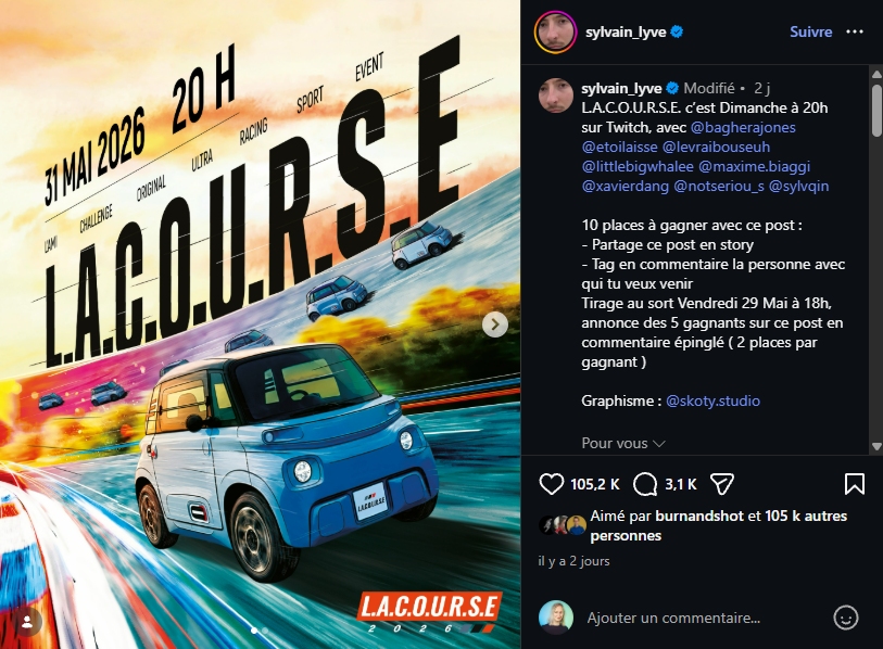 Annonce de l'événement par Sylvain Lyve // Source : Sylvain Lyve - Instagram Annonce de l'événement par Sylvain Lyve // Source : Sylvain Lyve - Instagram