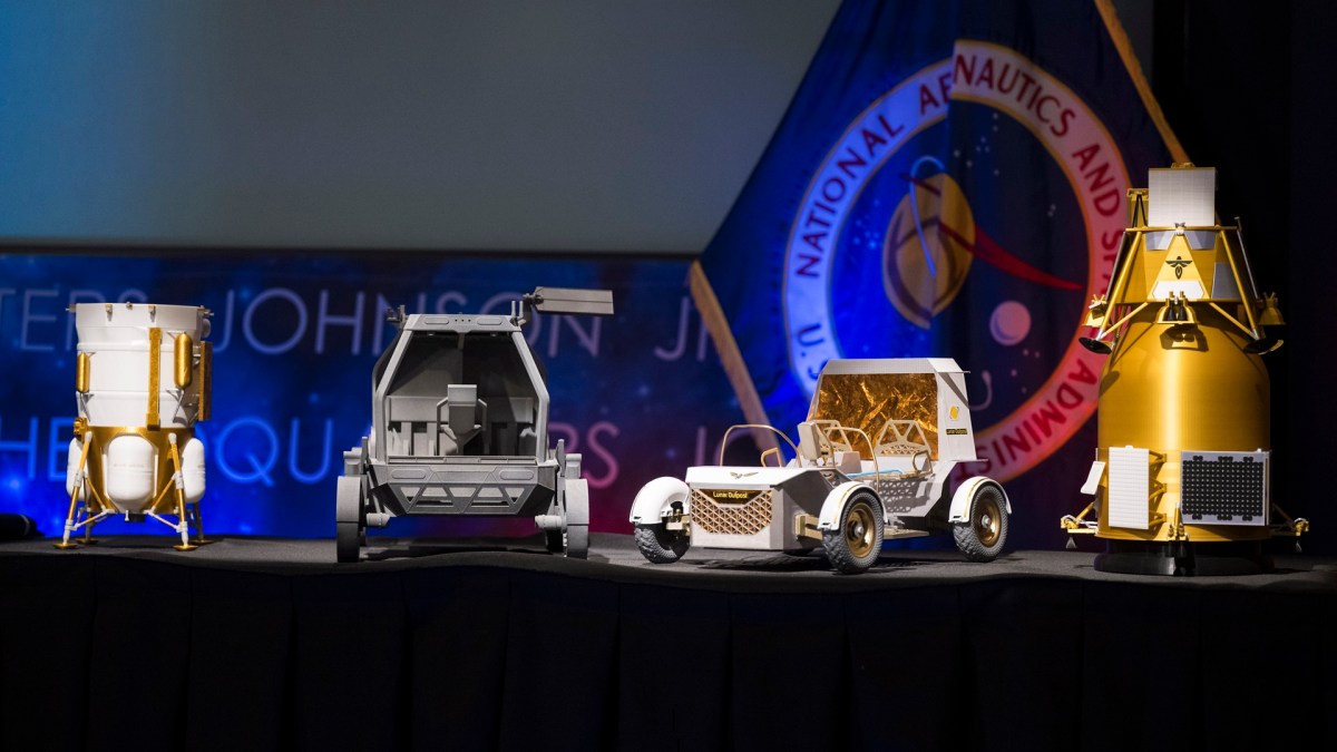 Maquettes de quelques missions prévues sur la Lune. Source : Nasa/Aubrey Gemignani