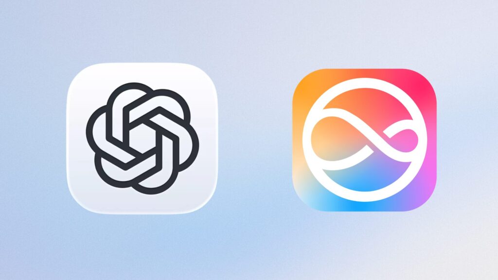 Le logo de ChatGPT et Siri.  // Source : OpenAI / Apple / Montage Numerama