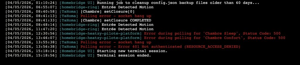 Les logs de Homebridge permettent de comprendre comment le sysème hacke Apple Home. Les logs de Homebridge permettent de comprendre comment le sysème hacke Apple Home.