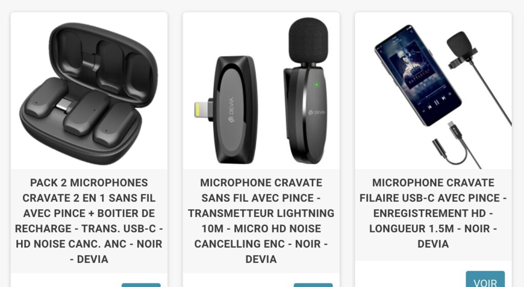 Les micro cravates proposés par Devia. Les micro cravates proposés par Devia.