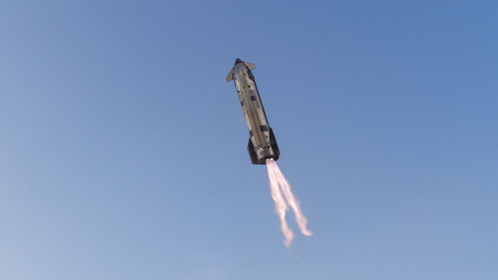 Vol du Starship. // Source : Via X @SpaceX (image recadrée)