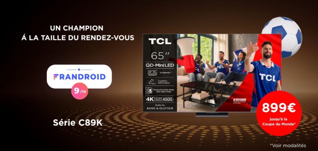 Offre Coupe du monde 2026 sur le TV QD Mini LED TCL 65C89K // Source : TCL