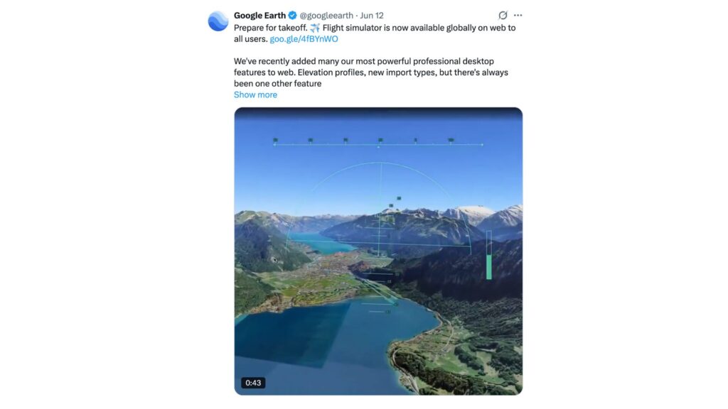 Google Earth a annoncé que cet outil était désormais disponible sur le web, pour tous les utilisateurs // Source : Google Earth sur X Google Earth a annoncé que cet outil était désormais disponible sur le web, pour tous les utilisateurs // Source : Google Earth sur X