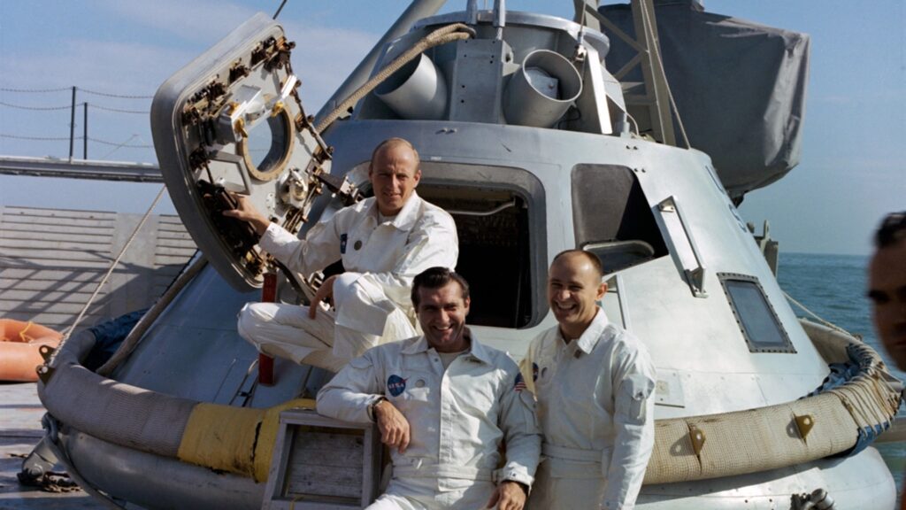 Le fier équipage d'Apollo 9.