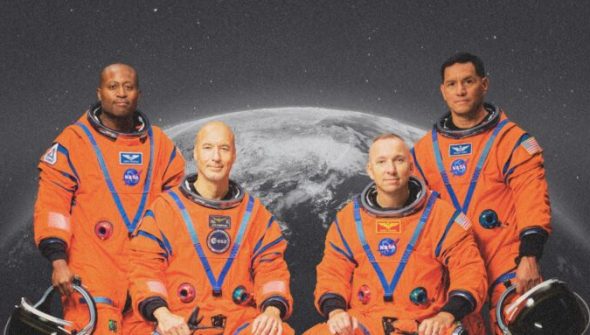 L'équipage d'Artémis III est exclusivement masculin. // Source : NASA/Bill Stafford ; montage Numerama avec Canva L'équipage d'Artémis III est exclusivement masculin. // Source : NASA/Bill Stafford ; montage Numerama avec Canva