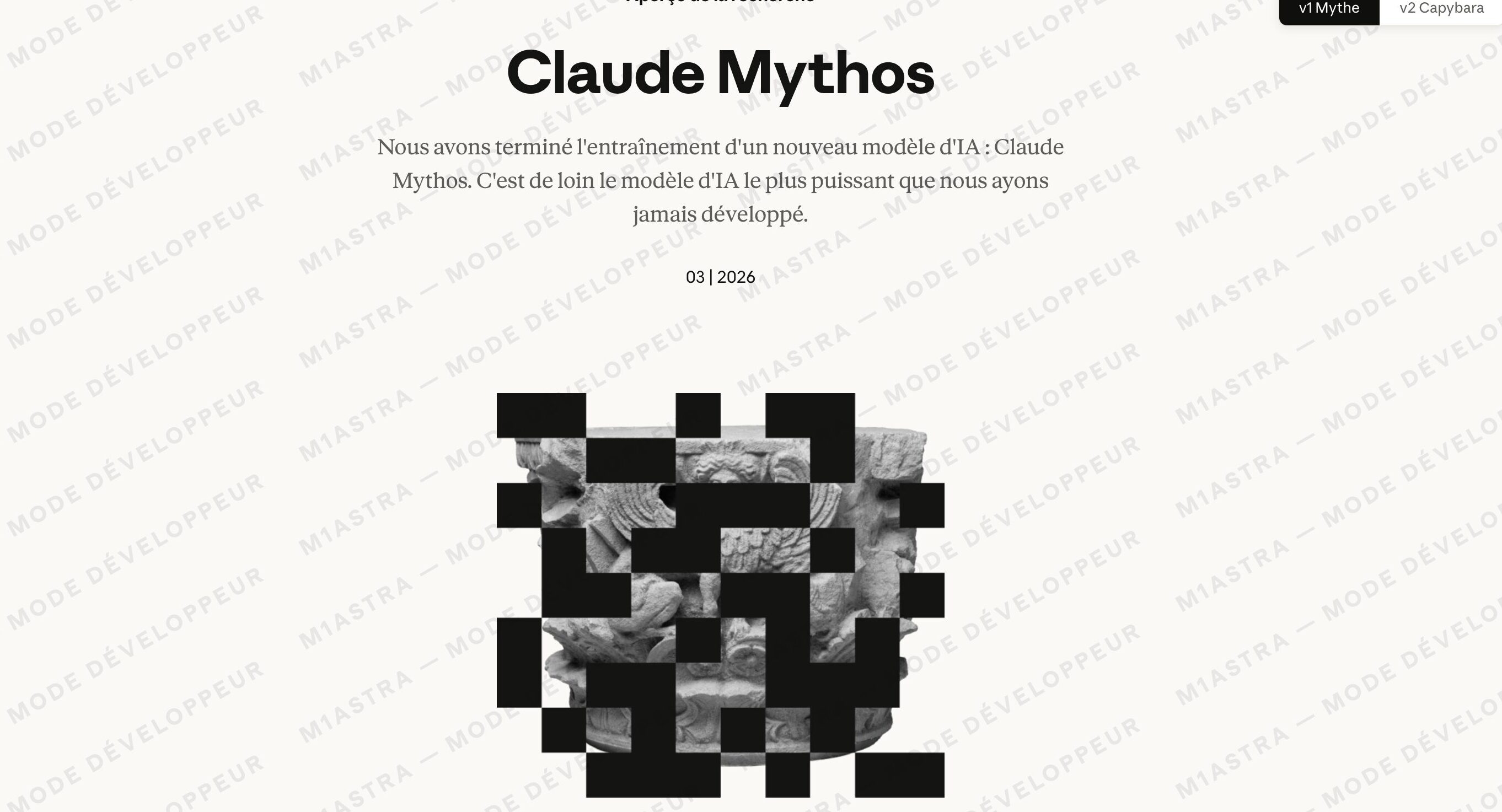 La fuite du billet de blog annonçant la sortie de Claude Mythos // Source : Capture d'écran Numerama La fuite du billet de blog annonçant la sortie de Claude Mythos // Source : Capture d'écran Numerama