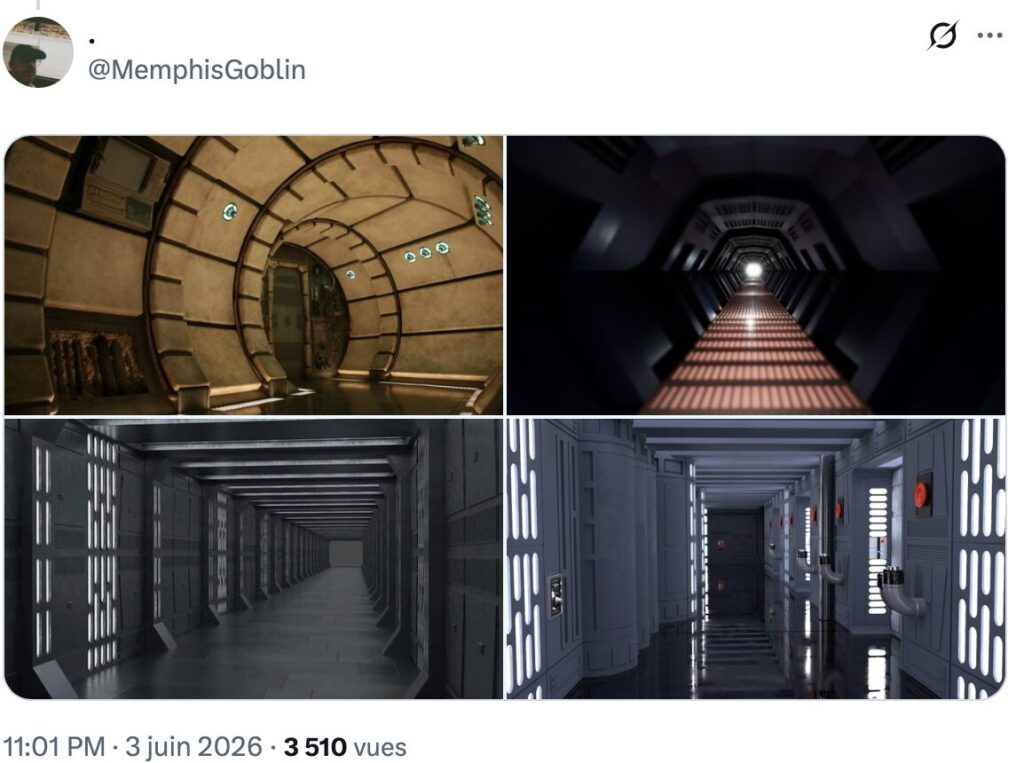 Voilà à quoi pourrait ressembler des Backrooms Star Wars // Source : MenphisGoblin Voilà à quoi pourrait ressembler des Backrooms Star Wars // Source : MenphisGoblin