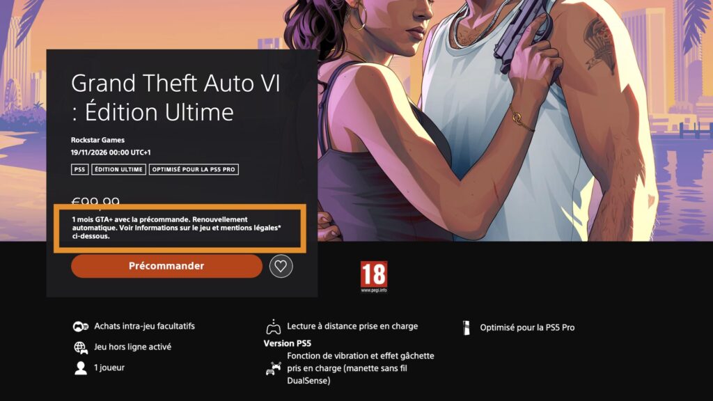 GTA+ est gratuit pendant un mois grâce à GTA 6 (après c'est 7,99 €) // Source : Capture d'écran GTA+ est gratuit pendant un mois grâce à GTA 6 (après c'est 7,99 €) // Source : Capture d'écran