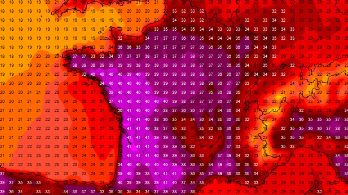 Carte prévoyant les températures du 6 juillet 2026. // Source : Via X @SergeZaka