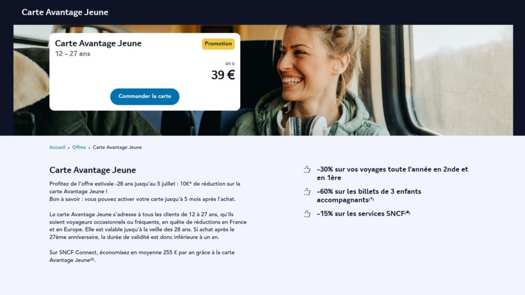 La carte avantage jeune à 39 € pour les 12-27 ans La carte avantage jeune à 39 € pour les 12-27 ans