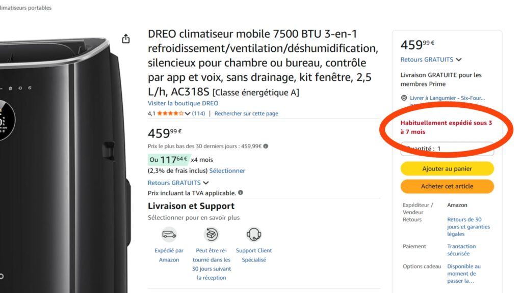 Bon, au moins cet excellent Dreo sera livré avant l'été prochain… Bon, au moins cet excellent Dreo sera livré avant l'été prochain…
