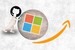 Github pousse Microsoft // Source : montage Numerama Github pousse Microsoft // Source : montage Numerama