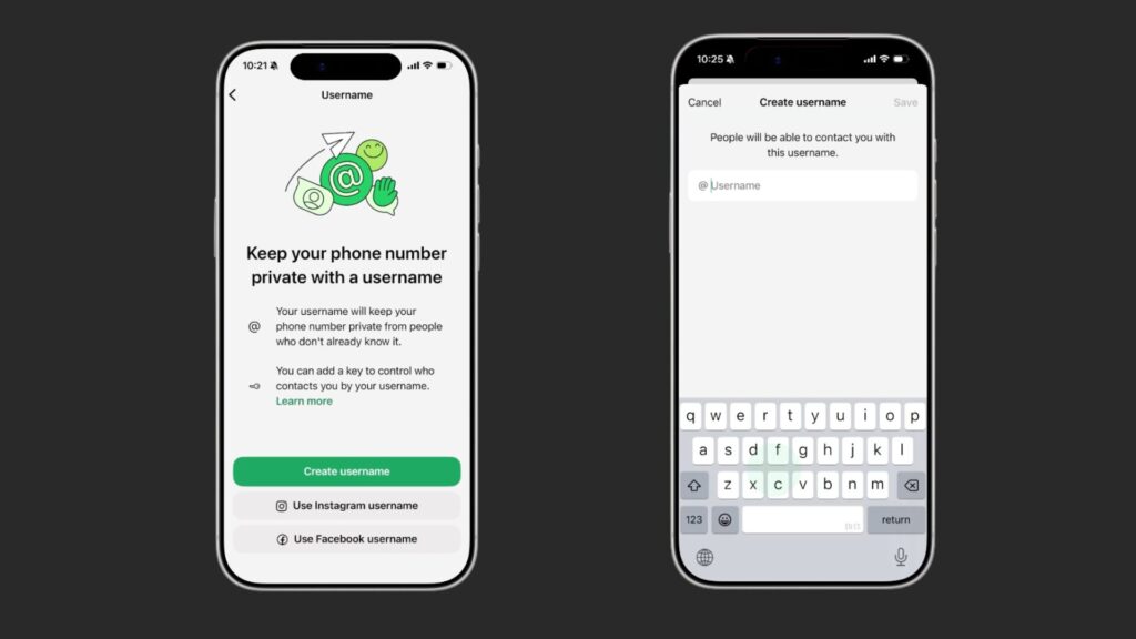 Si cette option ne sera déployée que « plus tard dans l’année », il est déjà possible de réserver un nom d’utilisateur dès cette semaine. // Source : WhatsApp Si cette option ne sera déployée que « plus tard dans l’année », il est déjà possible de réserver un nom d’utilisateur dès cette semaine. // Source : WhatsApp