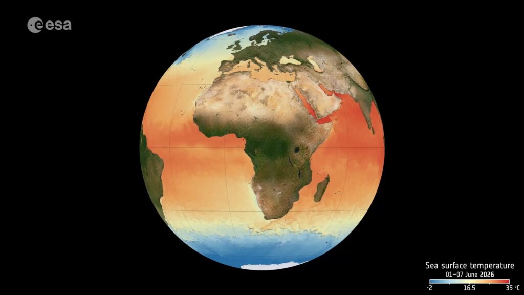 Températures à la surface de l'océan. // Source : Capture d'écran YouTube ESA