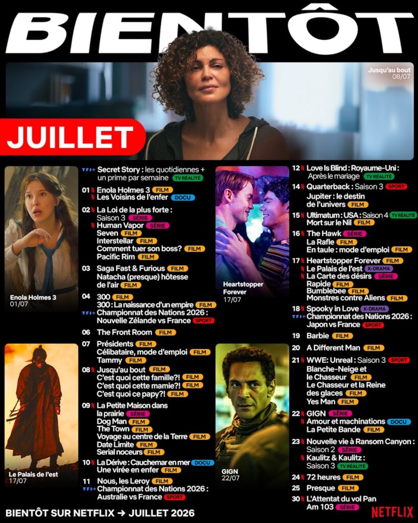 Netflix France en juillet 2026 // Source : Netflix