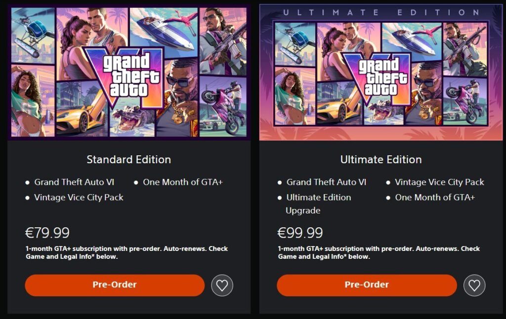 Les prix en euros de GTA 6.