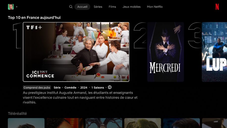 Les programmes TF1 intègreront le classement Netflix avec une mention TF1+. Les programmes TF1 intègreront le classement Netflix avec une mention TF1+.