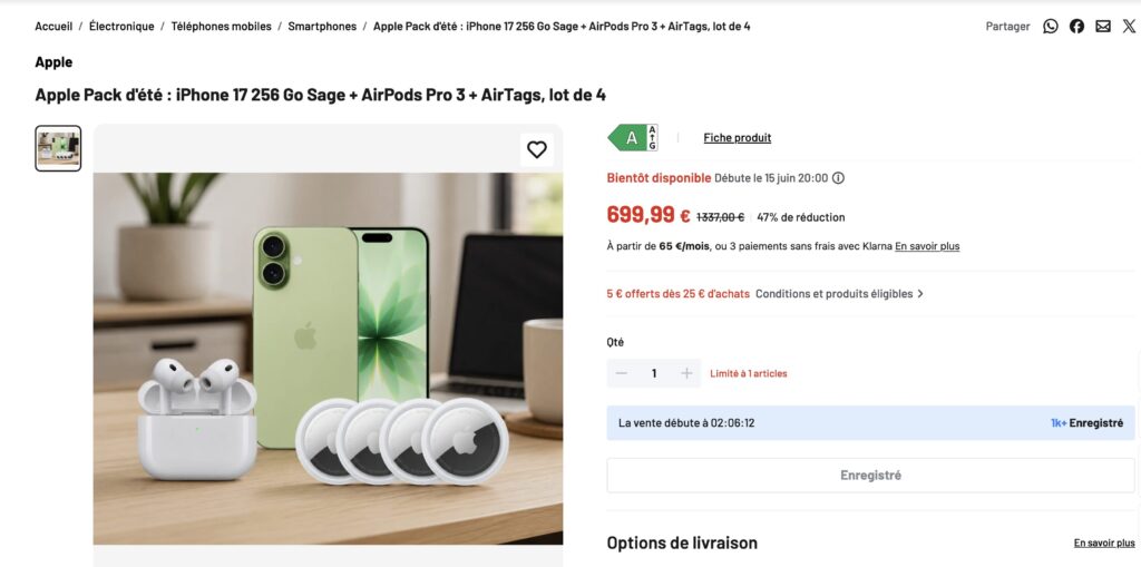 Le pack Apple à 699 € sur JoyBuy Le pack Apple à 699 € sur JoyBuy